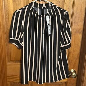 Black, pink, white blouse